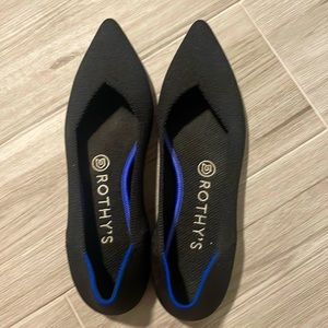 Rothy’s Pointed Toe Flats Black Woven size 7.5